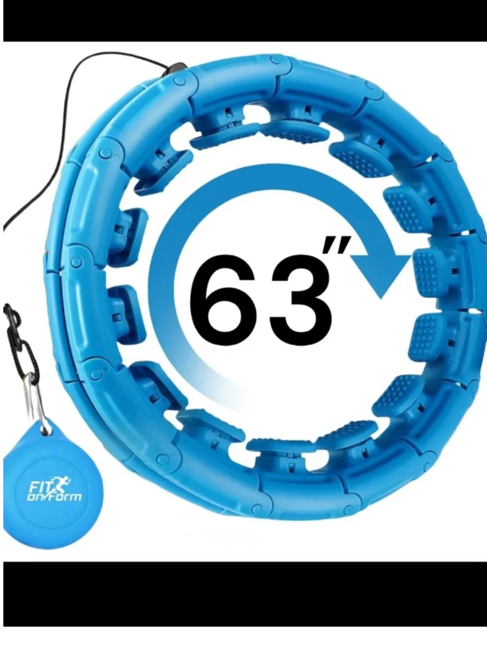 Fit on Form Blue weighted hula hoop designed for waist slimming and core